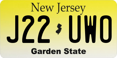 NJ license plate J22UWO