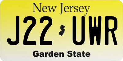 NJ license plate J22UWR
