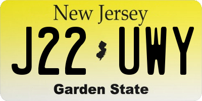NJ license plate J22UWY