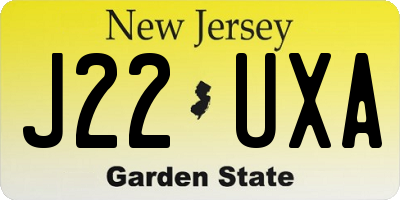 NJ license plate J22UXA