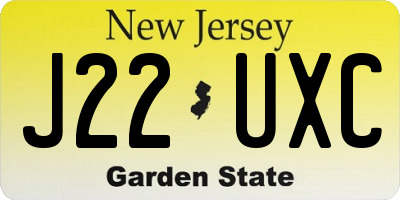NJ license plate J22UXC