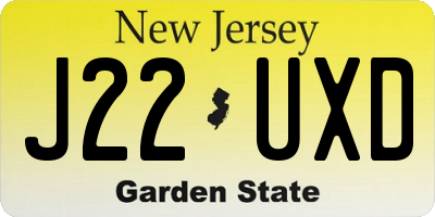 NJ license plate J22UXD
