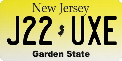 NJ license plate J22UXE