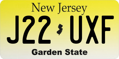NJ license plate J22UXF