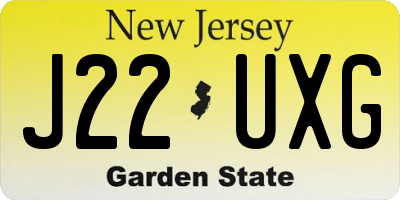 NJ license plate J22UXG