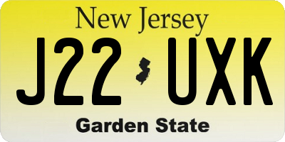 NJ license plate J22UXK