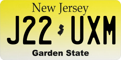 NJ license plate J22UXM