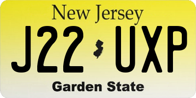 NJ license plate J22UXP