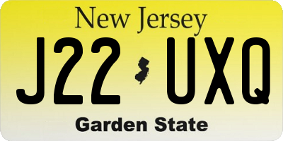NJ license plate J22UXQ