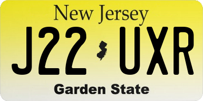 NJ license plate J22UXR