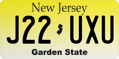 NJ license plate J22UXU