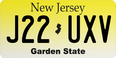 NJ license plate J22UXV