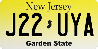 NJ license plate J22UYA