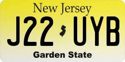NJ license plate J22UYB