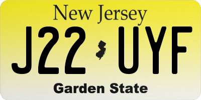 NJ license plate J22UYF
