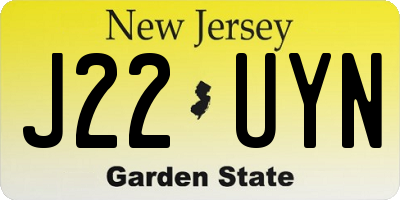 NJ license plate J22UYN