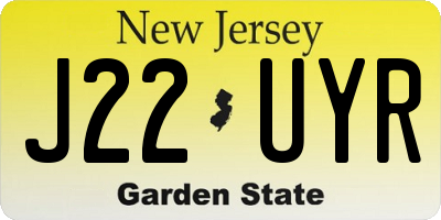 NJ license plate J22UYR