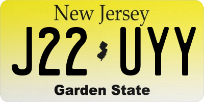 NJ license plate J22UYY