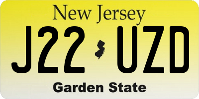 NJ license plate J22UZD