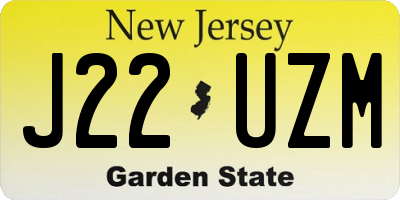 NJ license plate J22UZM