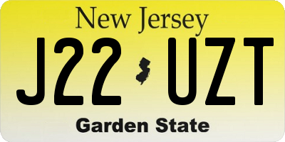 NJ license plate J22UZT