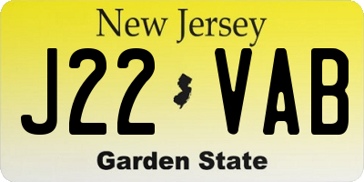 NJ license plate J22VAB