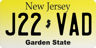 NJ license plate J22VAD