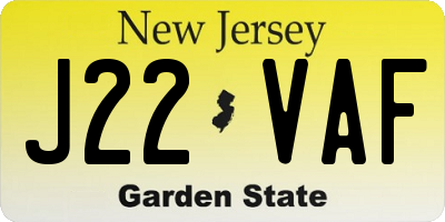 NJ license plate J22VAF