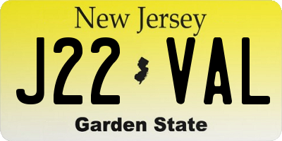 NJ license plate J22VAL