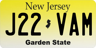 NJ license plate J22VAM