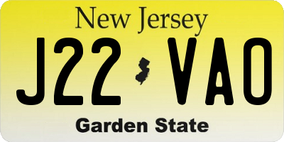 NJ license plate J22VAO
