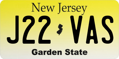 NJ license plate J22VAS
