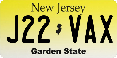 NJ license plate J22VAX
