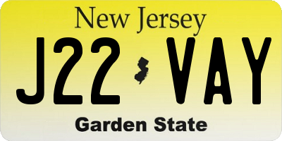 NJ license plate J22VAY