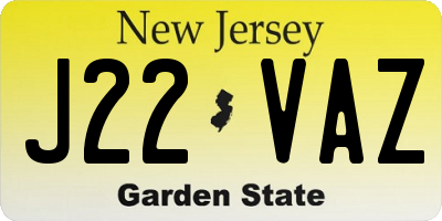 NJ license plate J22VAZ