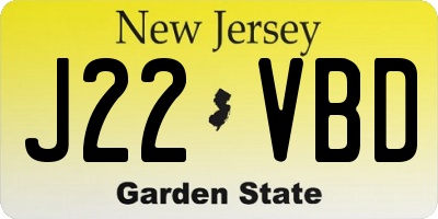 NJ license plate J22VBD