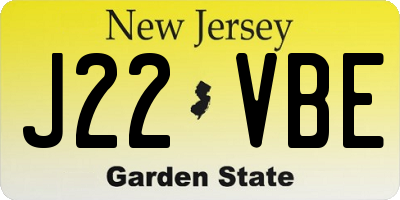 NJ license plate J22VBE