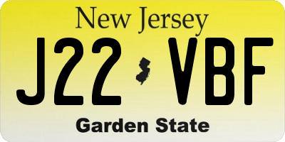 NJ license plate J22VBF