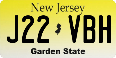 NJ license plate J22VBH