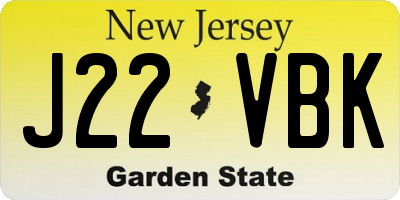 NJ license plate J22VBK