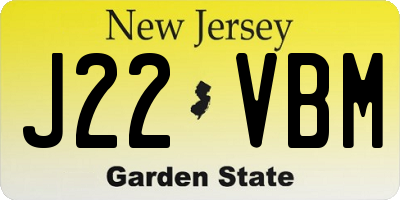 NJ license plate J22VBM