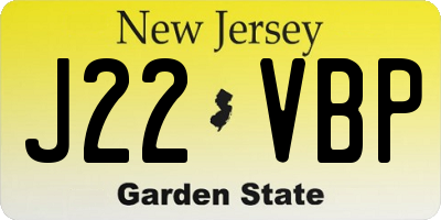 NJ license plate J22VBP
