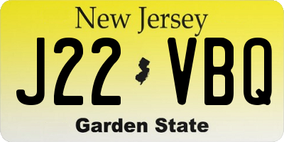 NJ license plate J22VBQ