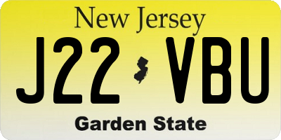 NJ license plate J22VBU