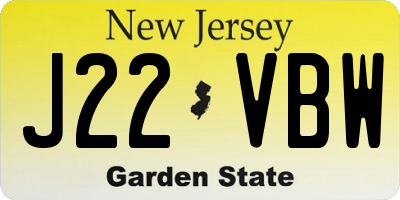 NJ license plate J22VBW