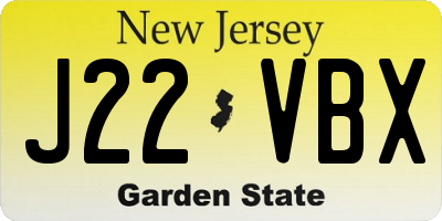 NJ license plate J22VBX