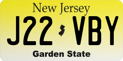 NJ license plate J22VBY