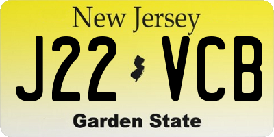 NJ license plate J22VCB