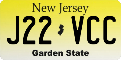 NJ license plate J22VCC
