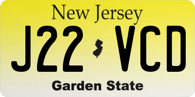 NJ license plate J22VCD